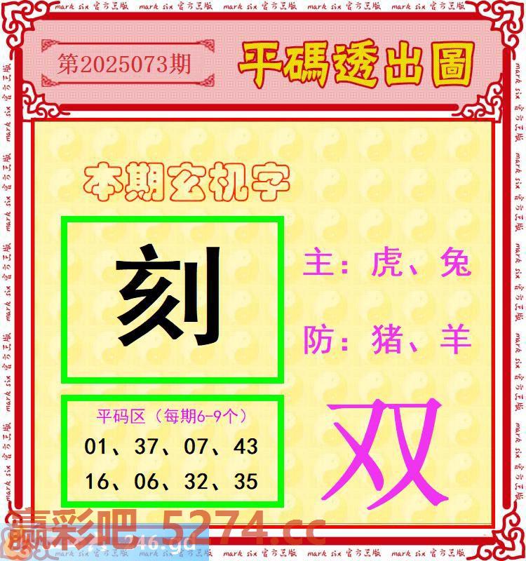 073期：玄机字+单双码+平码透出圖