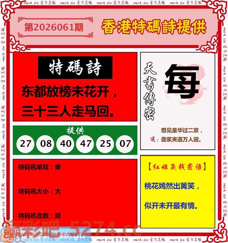 061期：香港特码诗提供