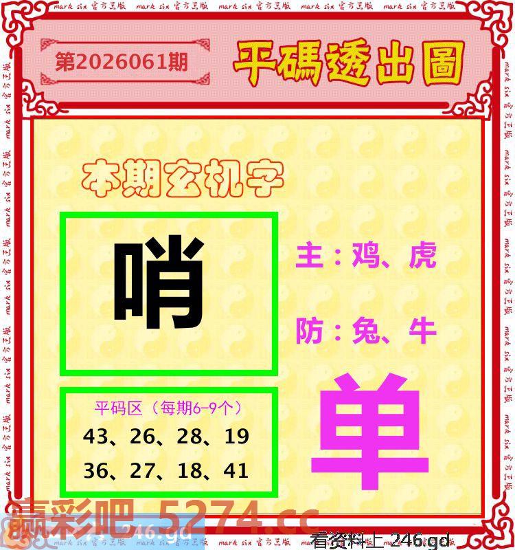 061期：玄机字+单双码+平码透出圖