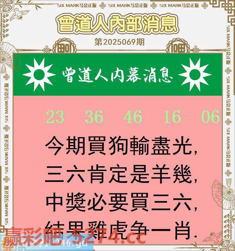 069期：曾道人内部消息
